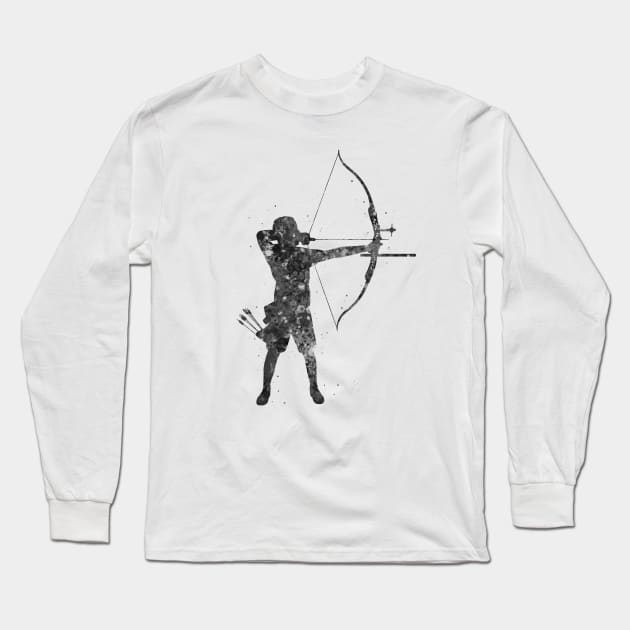 Archery man black and white Long Sleeve T-Shirt by Yahya Art